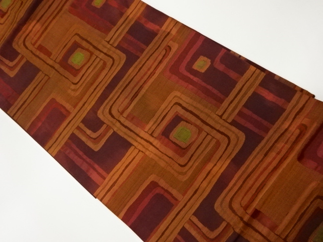 JAPANESE KIMONO / VINTAGE NAGOYA OBI / WOVEN GEOMETRIC